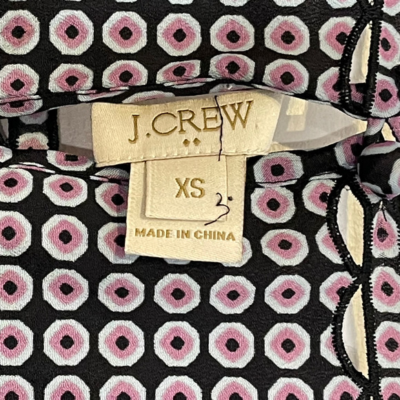J. Crew Womens Blouse Size XS Black With Gray Purple Geometric Pattern - Picture 4 of 5